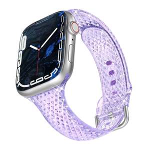 Correa de TPU al por Mayor para Apple Watch S10 11 46mm Ultra 49mm SE 44mm, Correa Deportiva Delgada con Patrón de Diamantes Transparente - Product Image 4