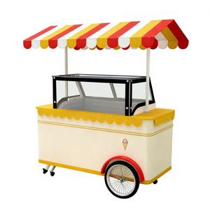 Chariot de vente ambulante de crème glacée, chariot de vente ambulante de nourriture rapide en métal remorquable, vitrine de congélation, chariot multifonctionnel de vente ambulante en plein air - Product Image 1