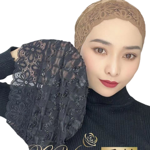 OEM Latest Hot Selling Lace Plush Solid Color Pre Tied Turban Muslim Hijab for Adults Beach Cancer Hair Loss Cover <b>Hat</b> Headwrap - Product Image 1
