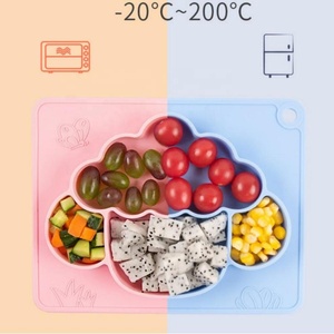 Household Food Grade Silicone Suction Dinner Plate Cartoon Design Kids Tableware Sheep Shape <b>Divided</b> Dish Infant Feeding Plate - Product Image 4