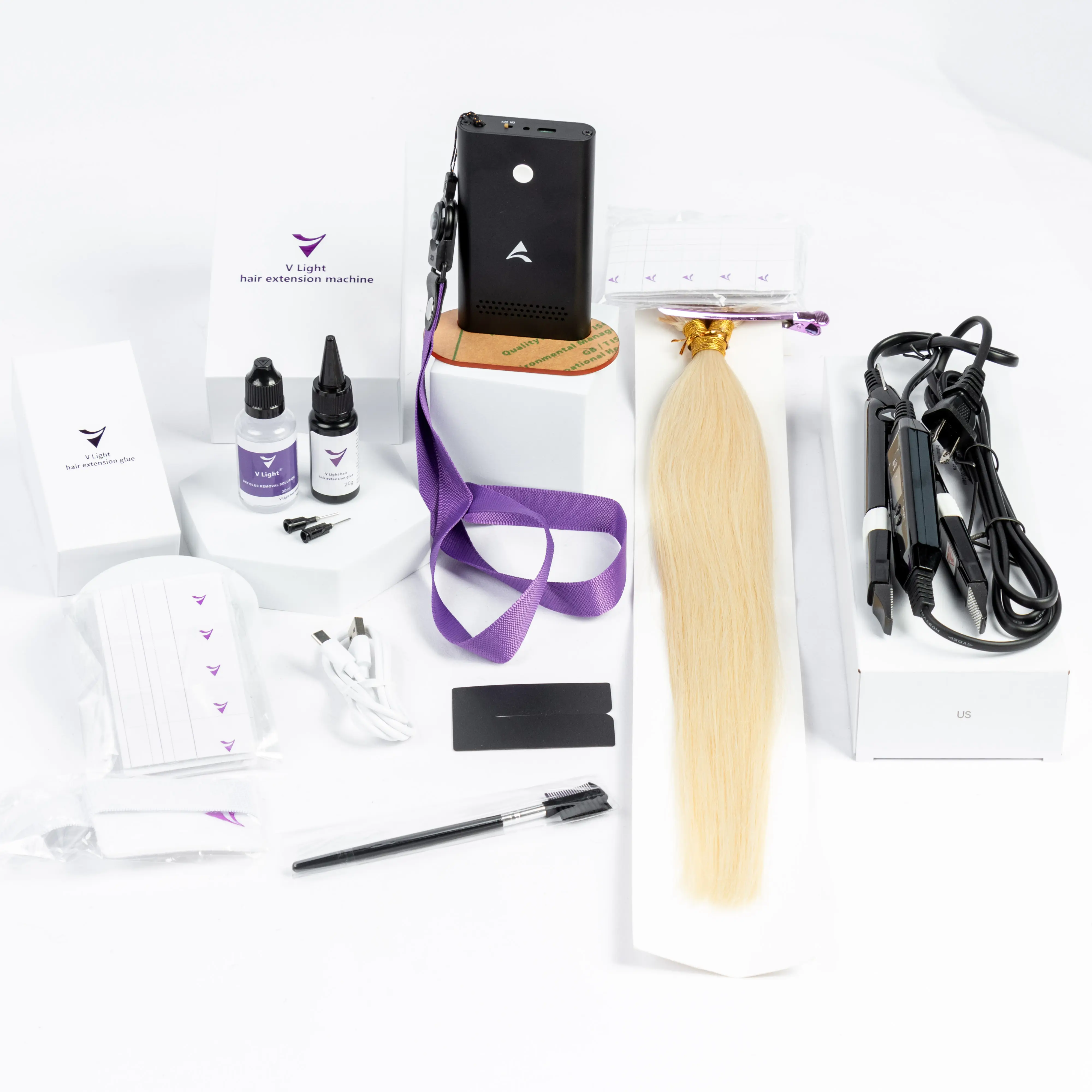 Grosir terbaru V SISTEM cahaya alat ekstensi rambut v Cahaya mesin ekstensi rambut kit untuk baru v cahaya ekstensi rambut manusia