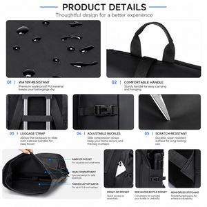 Wholesale Waterproof <b>Roll</b> Top Laptop <b>Backpack</b> Custom Logo Business Travel <b>Backpack</b> Large Capacity Outdoor Commuter <b>Backpack</b> - Product Image 3