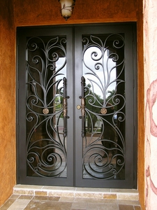 Grande vente porte en fer forgé pour villa familiale/domaine, double porte en fer forgé, plusieurs formes, porte en fer forgé bon marché - Product Image 6