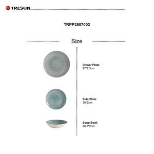 Service de table minimaliste en céramique de 18 pièces, couleur turquoise, avec assiettes et bols, compatible lave-vaisselle, vaisselle complète - Product Image 2