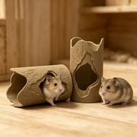 Rumah Tempat Persembunyian Hamster dari Batang Pohon Alami, Terowongan Penampungan Hewan Kecil untuk Hamster, Guinea Pig, Gerbil, Tikus, OEM ODM