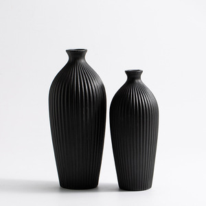 Juego de Jarrones de Cerámica con Rayas Negras, Decoración Minimalista para el Hogar, Arreglo Floral, Jarrón Moderno - Product Image 5