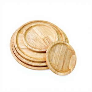 Plato Redondo de Madera para Servir, Diseño Minimalista Hecho a Mano, Patrón de Grano de Madera Natural, Platos y Vajillas - Product Image 3