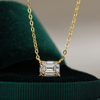 Collar con Colgante Rectangular de Plata de Ley 925 con Moissanita de 1 Quilate, Corte Esmeralda, para Fiesta o Aniversario