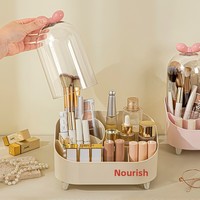 Boîte de rangement en plastique avec nœud papillon, style moderne et minimaliste, support de crayons à sourcils pour bureau, organisateur de coiffeuse anti-poussière, 1 litre