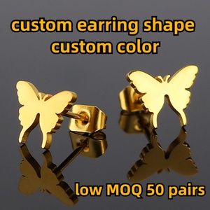 Wholesale Fine Jewelry Earrings Women Custom Shape Flower <b>Stud</b> Earring Gold Plated Stainless Steel Earrings - Product Image 2