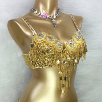 Costume de danse du ventre fait main avec perles, design tendance, soutien-gorge + ceinture, 3 pièces/ensemble, costumes de danse du ventre pour femmes, vêtements de danse pour femmes