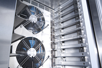 Congélateur vertical professionnel en acier inoxydable à 30 plateaux, type chariot, à température unique, avec contrôle numérique et refroidissement par ventilateur