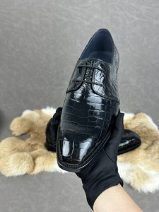 Zapatos de Vestir para Hombre 100% Piel de Cocodrilo – Cuero Charol Británico de Lujo Formal, Suela de Cuero, Zapatos Formales de Negocios para Boda - Product Image 5