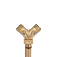 Adaptateur de tuyau d'arrosage extérieur en laiton robuste, répartiteur de jardin en Y à 2 voies avec raccords rapides, conception métallique durable