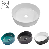 Lavabo en céramique circulaire mat moderne OVS Foshan Manufacture CUPC, lavabo artistique à poser sur comptoir pour salle de bain d'hôtel