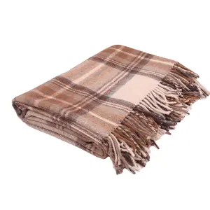 Nouveau design de couverture en laine de qualité supérieure tissée confort confortable avec nos couvertures en laine tartan en gros à vendre