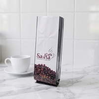 Sachet à soufflet latéral en plastique et aluminium YSH, film de laminage mat thermoscellable, pour emballage de café, destiné aux fournisseurs de grains de café