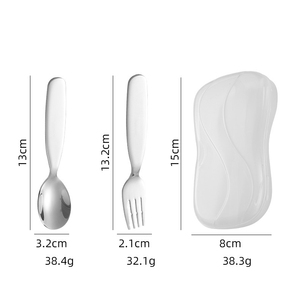 Juego de Cubiertos de Acero Inoxidable 304 de Dos Piezas con Mango Corto, Apto para Lavavajillas, Diseño Moderno para Helados y Frutas para Niños - Product Image 4
