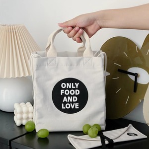 Lunch Bag Canvas Insulated Portable Office Outdoor Picnic White Green Blue Gray Bento Bag - Product Image 2