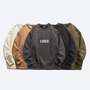 เสื้อสเวตเชิ้ตคอวีโอเวอร์ไซส์ถักนิตติ้งจากผ้าฝ้ายรักษ์โลกสำหรับผู้ชาย แขนยาว ปักลาย พร้อมปักโลโก้ตามสั่ง รุ่นใหม่ประจำปี 2025 - Product Image 1