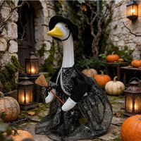 JXANRY Neue Halloween-Gänse-Dekoration Hexenbesen-Kostüm Gruseliger Verspielter Stil Zhejiang Garten-Feiertagsdekoration