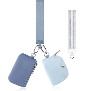 Women's Wristlet Mini Coin <b>Purse</b> Light Blue Solid Color Full <b>Zip</b> Key Card Holder Everyday Use - Product Image 5