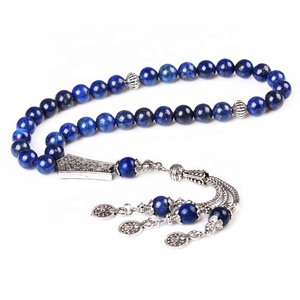 Arabischer Schmuck 8MM 33PCS Blauer Lapis stein Muslimische Gebets perlen 33 Sibha Tespih Masbaha Islam Rosenkranz Tesbih Tasbih Perle