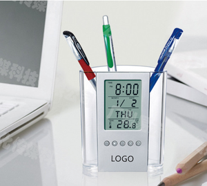 ที่เก็บปากกาโปร่งใสอเนกประสงค์โลโก้กำหนดเองที่เก็บบนโต๊ะแบบนาฬิกา - Product Image 3