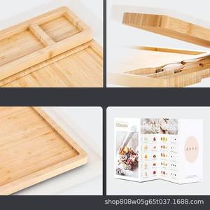 Bandeja de servir de madera simple de 21x11.5 pulgadas con ranura para queso, cuchillos para queso, tazón para salsa, para frutas, bocadillos, postres y sushi. - Product Image 3