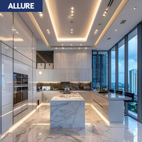 Allure Furniture Rangement en panneaux de particules Placards de luxe modernes Aménagement Île Cuisine Cucina Armoires de cuisine pour villa