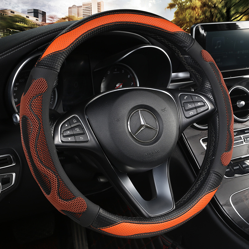 Universal Sports Style 3-Spoke Car Steering Wheel Cover - Synthetic Leather - Jiangxi Xingzhongwei A