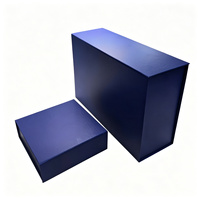 Boîte cadeau rigide magnétique pliable bleu marine en deux tailles pour emballage cadeau haut de gamme