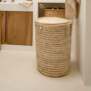 Large Handmade Palm Leaf Moroccan Foldable <b>Laundry</b> Basket <b>Storage</b> Bag for Clothing Bedding Tools Food-Home <b>Organization</b> Wardrobe - Product Image 1