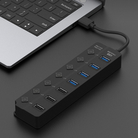 Hub USB 7 en 1 Onten avec interrupteur indépendant, 4 ports USB 3.0, 3 ports USB 2.0 pour ordinateurs portables et ordinateurs, OTN-5307
