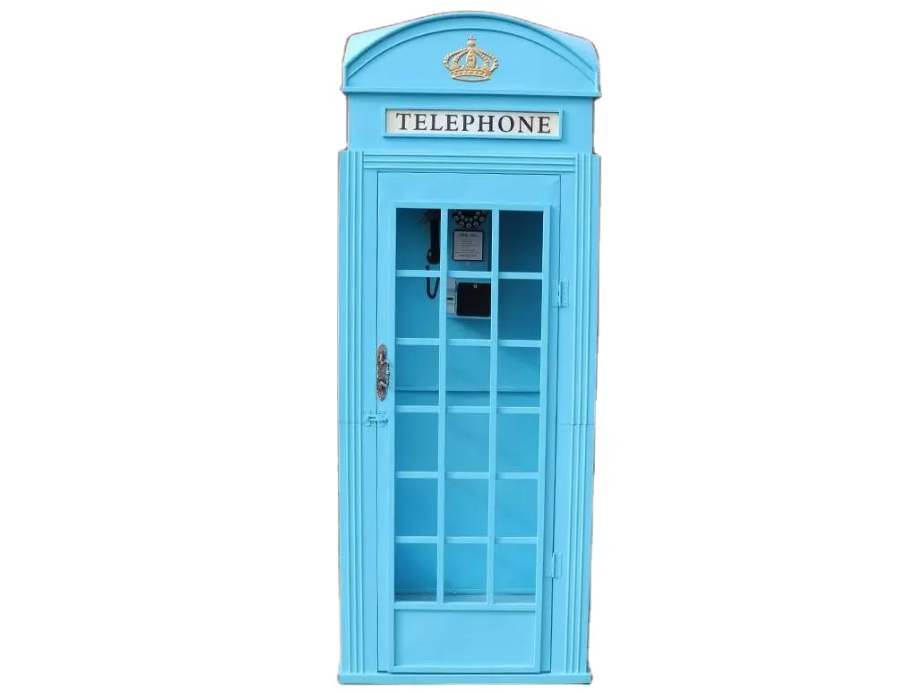 Customized Metal Red Telephone Box London Pink Classic Phone Booth Prop Postbox Retro Telephone Booth