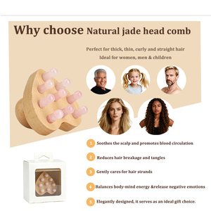 Peigne de massage Gua Sha à 9 dents en forme de cœur, en cristal, avec manche en bois – Cadeau d'entreprise idéal, vente chaude directe usine - Product Image 2