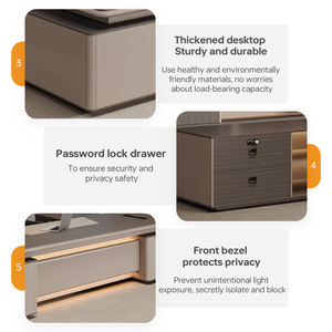 مكتب خشبي فاخر للمدير على شكل حرف L، طاولة مكتبية تجارية بتصميم عصري وكبير، مكتب كمبيوتر مع أدراج للتخزين - Product Image 4