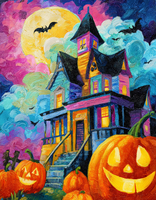 CHENISTORY Peinture par numéros DIY, thème Halloween : Citrouille et Château, pour adultes, cadeau DIY