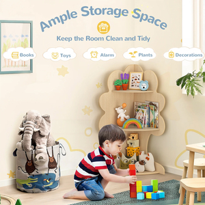 3-Stöckiges Eck-Bücherregal aus Naturholz für Kinder und Kleinkinder, Bücherregal-Organizer, Kinderbücherregal aus Holz, Baby-Bücherregal und Spielzeugaufbewahrung - Product Image 5
