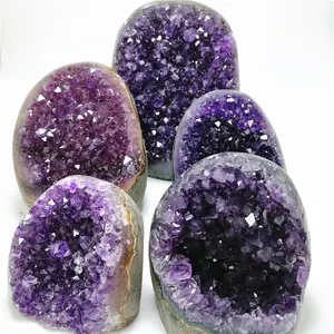 热卖质量好乌拉圭深紫色紫水晶簇天然紫水晶geode脉轮水晶装饰