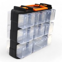 Boîte à outils en plastique transparente double face pour vis et accessoires, vente en gros