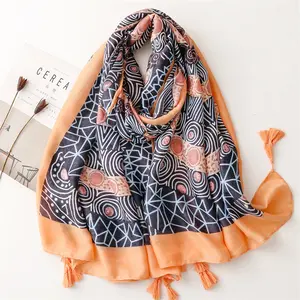 Autumn Viscose Cotton scarf Silk Scarves Round pop style Exotic ethnic style shawls fringe beach shawl