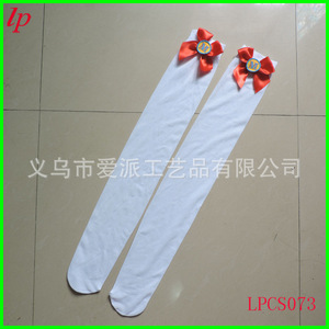 White Knee Socks With <b>Red</b> <b>Bow</b> Detail For Women Costume Props LPCS073 - Product Image 1