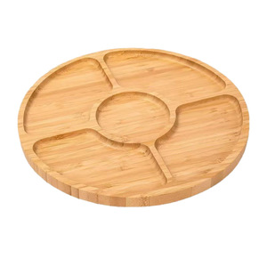 Plateau de service rond en bambou, divisé, pour thé et en-cas, usage domestique - Product Image 5