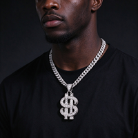 Bague Hip-Hop en Gros avec Signe Dollar Entièrement Sertie de Zircons, Bijou Homme Plaqué Or Personnalisé, Bagues Homme Signe Dollar Entièrement Serties de Zircons