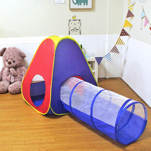 Carpa Túnel Infantil con Casa de Juegos, Portátil, de Montaje Rápido, para Interiores y Exteriores, para 3-4 Personas, de Poliéster, Casa de Juegos de Verano - Product Image 1