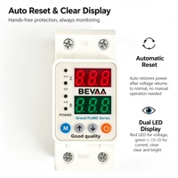 Dispositif de protection contre les surtensions et les sous-tensions monophasé 220V 2P, réinitialisation automatique, affichage double LED de la tension et du courant pour la maison