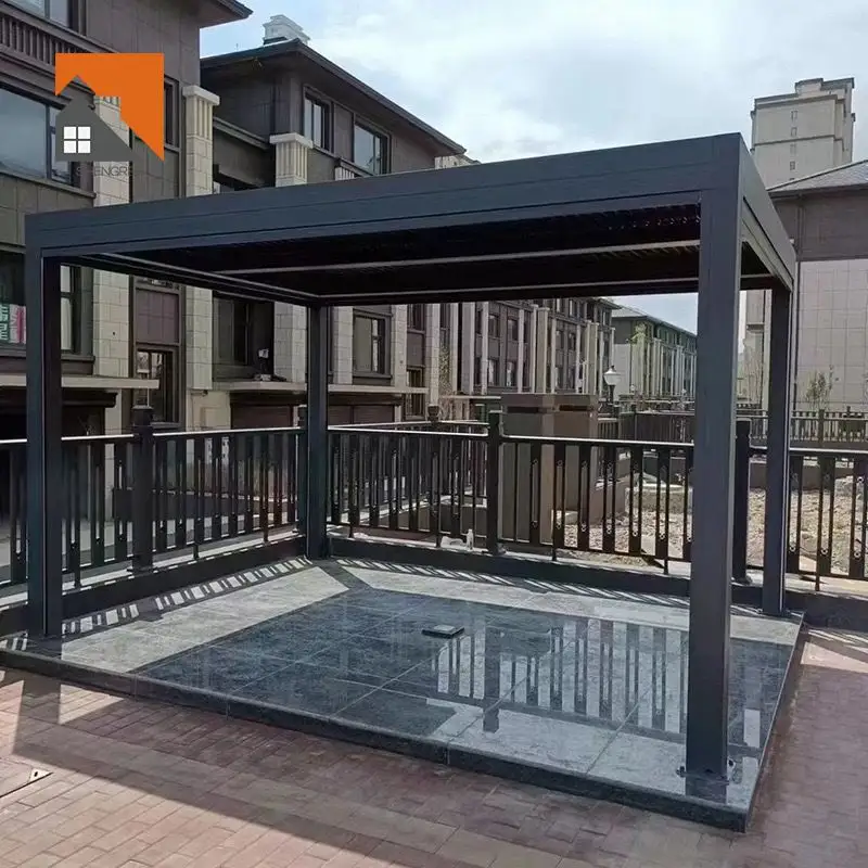 Ayarlanabilir çatı panjurları ile lüks alüminyum Modern Gazebo Gazebo açık biyoiklimsel Pergola Louvred çatı