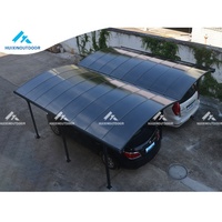 Double abri d'auto automatique en aluminium Cadre métallique avec couverture de garage pliable en bois traité sous pression naturel pour abri de voiture