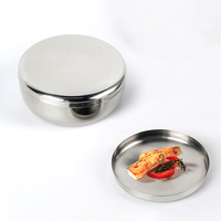 Bol alimentaire en acier inoxydable de qualité alimentaire avec couvercle, 10 cm/12 cm, bol à soupe rond isolé pour la cuisine à domicile